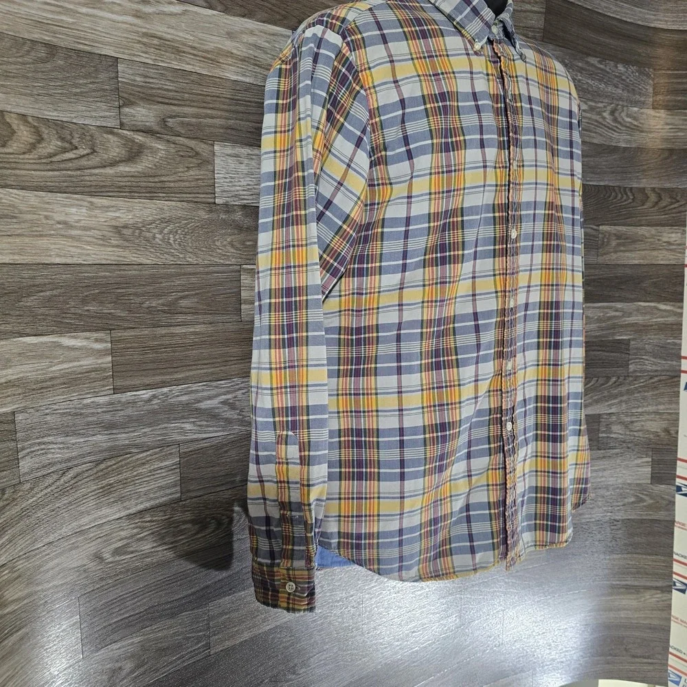 Ralph Lauren Men's Plaid Button Down Shirt LG Yellow Blue‎ Purple Casual